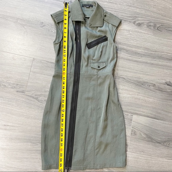 Alexander Wang Twill Olive Green Military Sheath Zipper Designer Dress 4 - Picture 11 of 11